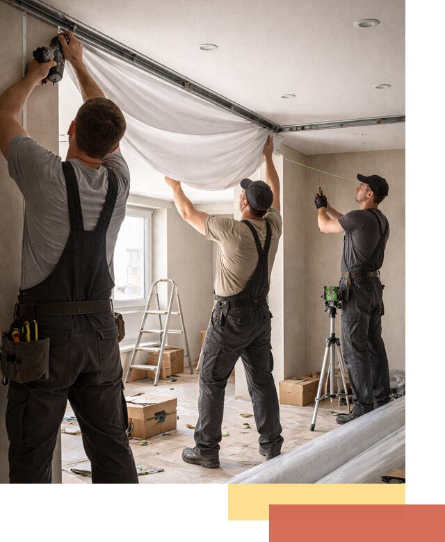 Монтаж парящего натяжного потолка под ключ в Керчи