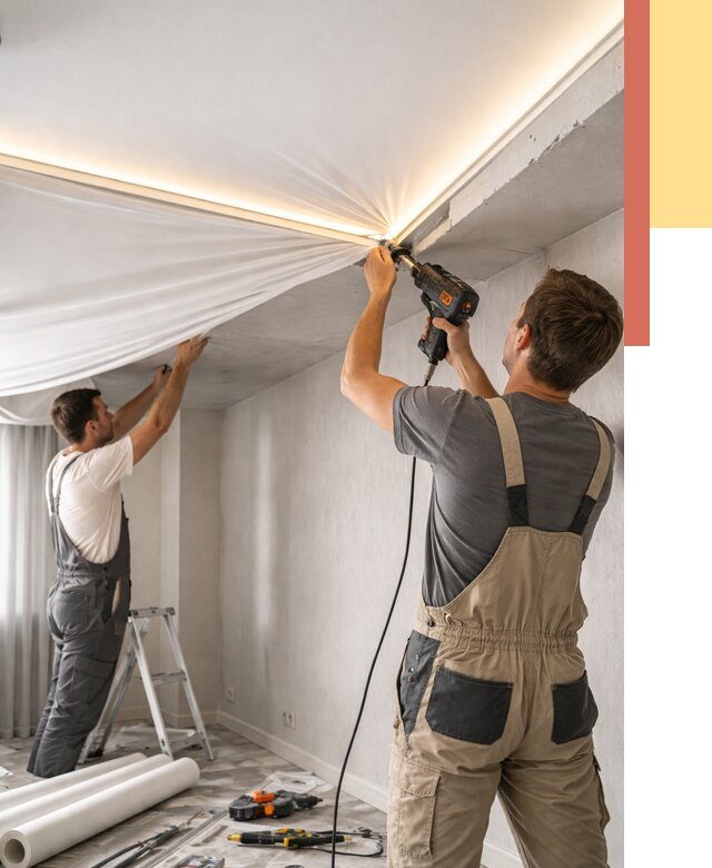 Монтаж натяжного потолка с подсветкой в Керчи от 970 руб. | ОТДЕЛОЧНИК-Крч