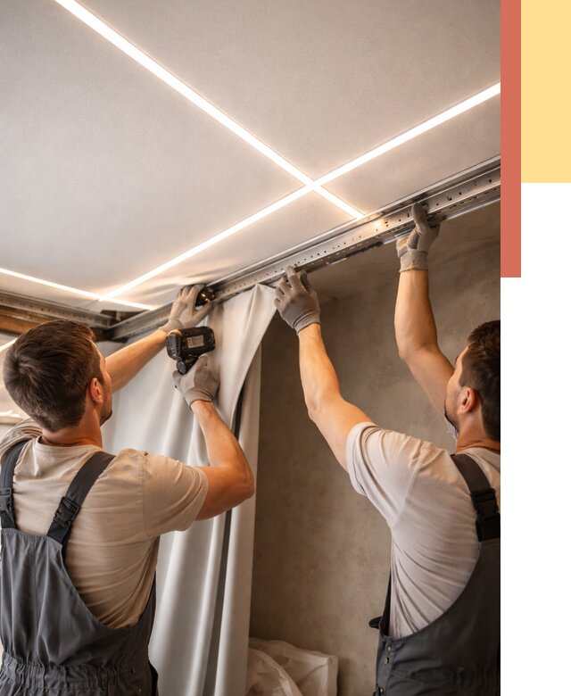 Монтаж натяжного потолка со световыми линиями в Керчи от 1225 руб. | ОТДЕЛОЧНИК-Крч