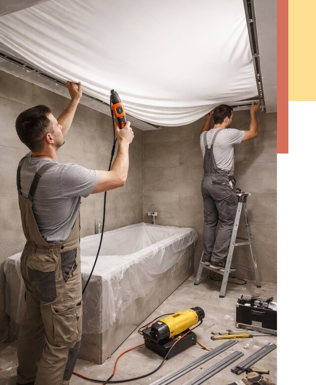 Монтаж натяжного потолка в ванной в Керчи от 1225 руб. под ключ | ОТДЕЛОЧНИК-Крч