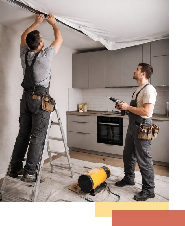 Монтаж натяжного потолка на кухне в Керчи