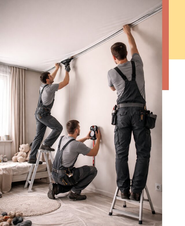 Монтаж натяжного потолка в детской в Керчи от 3574 руб. — быстро и недорого | ОТДЕЛОЧНИК-Крч