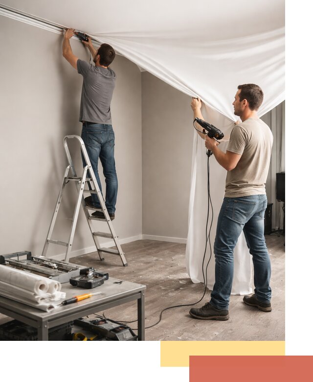 Монтаж натяжного потолка в студии в Керчи