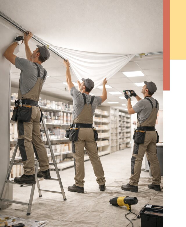 Монтаж натяжного потолка в магазине в Керчи от 4595 руб. быстро и недорого | ОТДЕЛОЧНИК-Крч
