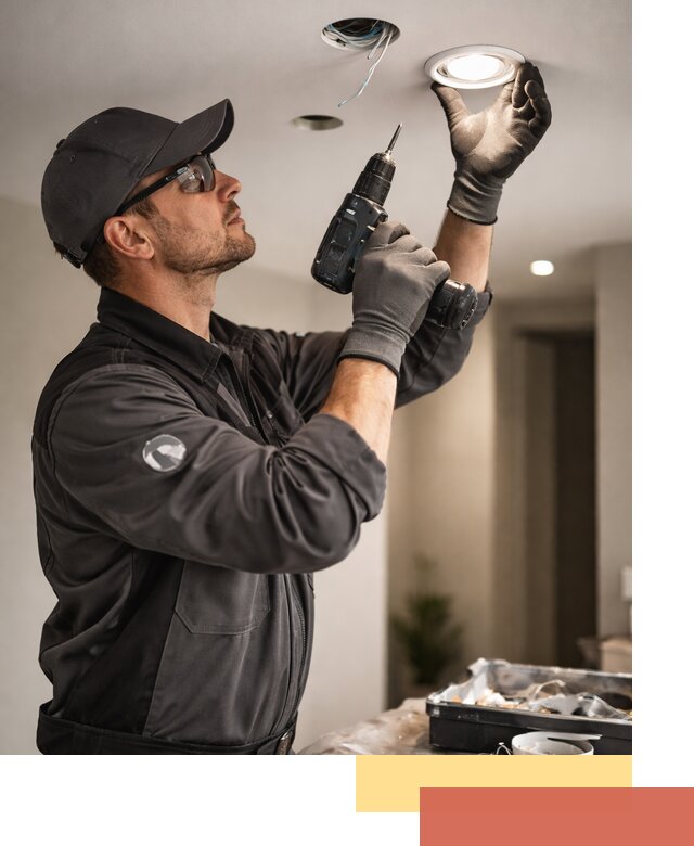 Установка точечных светильников в натяжной потолок в Керчи