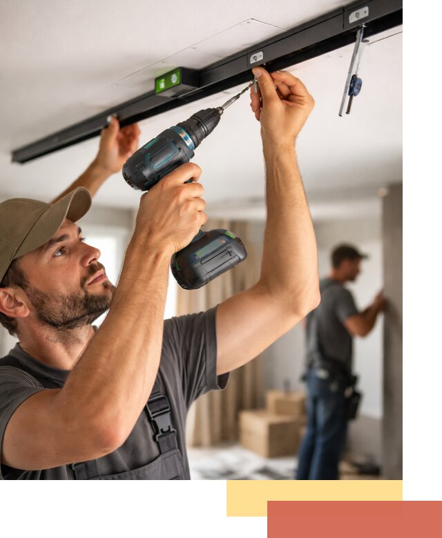 Установка трековых светильников в натяжной потолок в Керчи