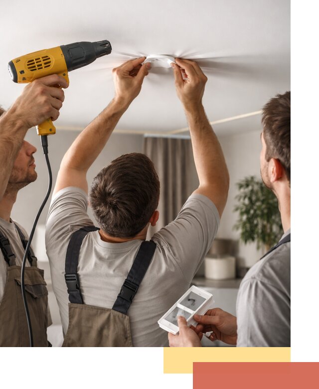 Ремонт прокола полотна натяжного потолка в Керчи