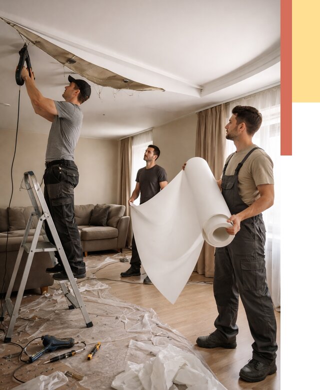 Замена полотна натяжного потолка в Керчи от 9701 руб. быстро и недорого | ОТДЕЛОЧНИК-Крч