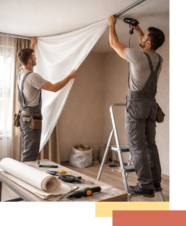 Замена полотна натяжного потолка в Керчи быстро и качественно