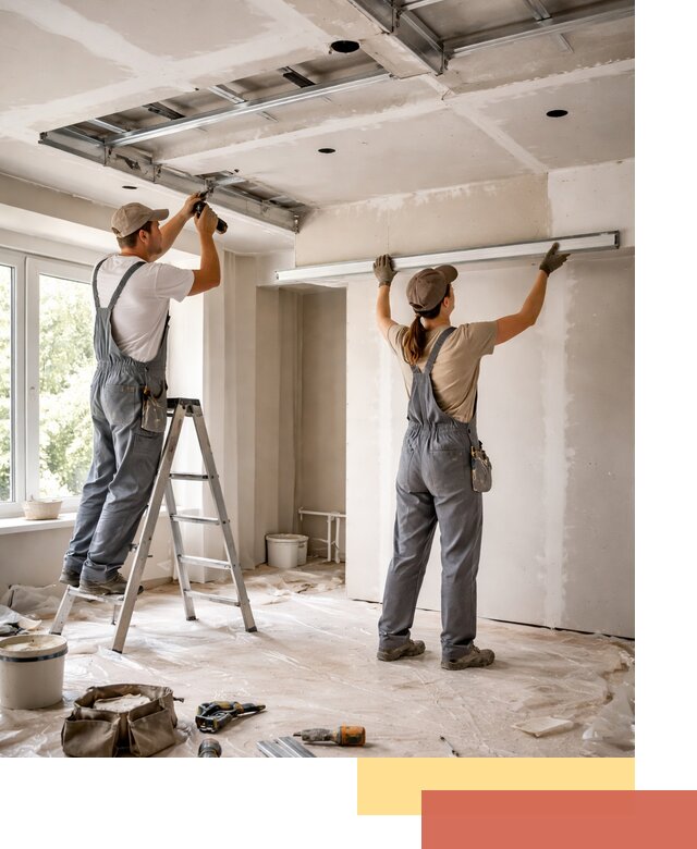 Монтаж многоуровневого потолка из гипсокартона в Керчи