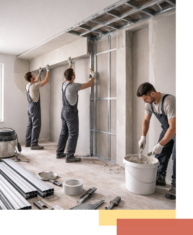 Монтаж потолка из гипсокартона с нишей в Керчи