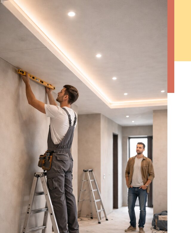 Потолок из гипсокартона с подсветкой в Керчи от 766 руб./м2 под ключ | ОТДЕЛОЧНИК-Крч