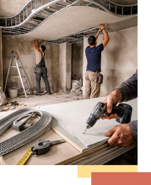 Криволинейный потолок из гипсокартона в Керчи — монтаж и отделка