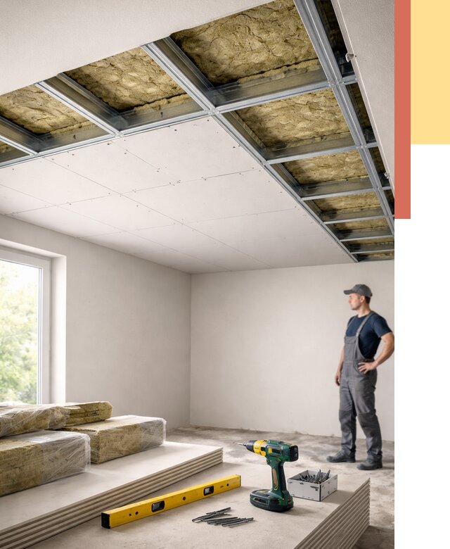 Звукоизоляция потолка ГКЛ в Керчи от 970 руб. — монтаж под ключ | ОТДЕЛОЧНИК-Крч