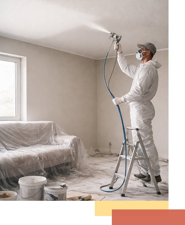 Покраска потолка краскопультом в Керчи быстро и качественно